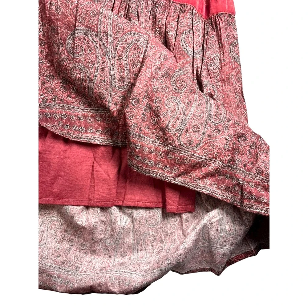 $255 Ro's Garden Percy Baltistan Ruffle Tiered Peasant Dress | Sz M, Pink - Picture 14 of 15